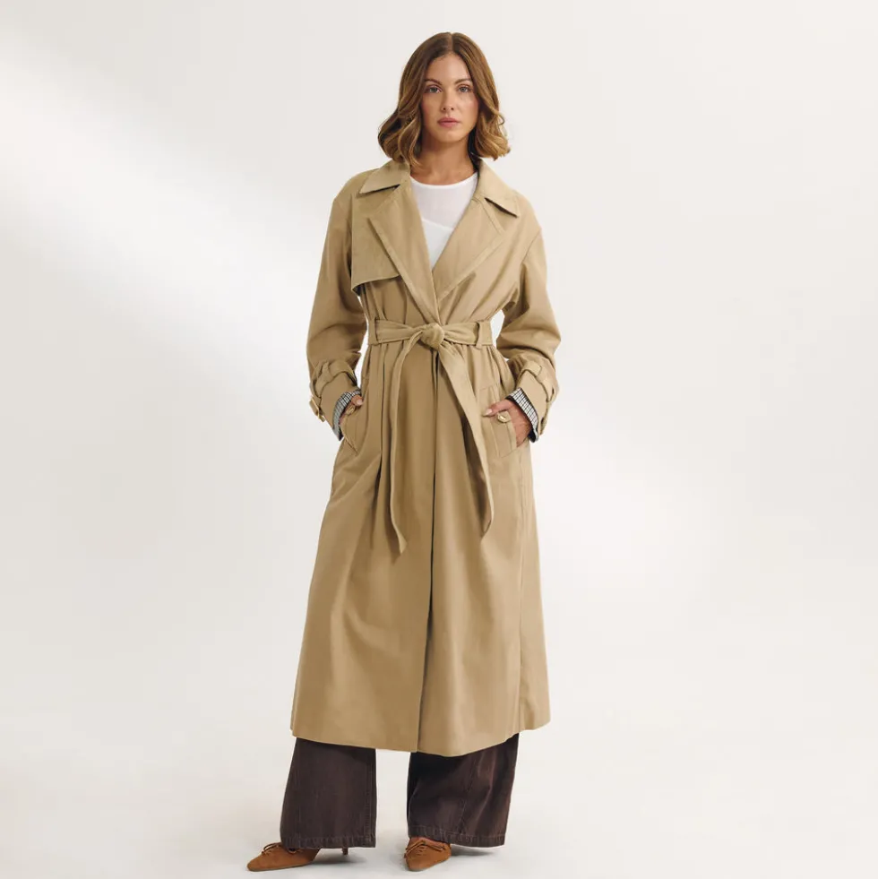 Trench avec Finitions en Daim - Sable