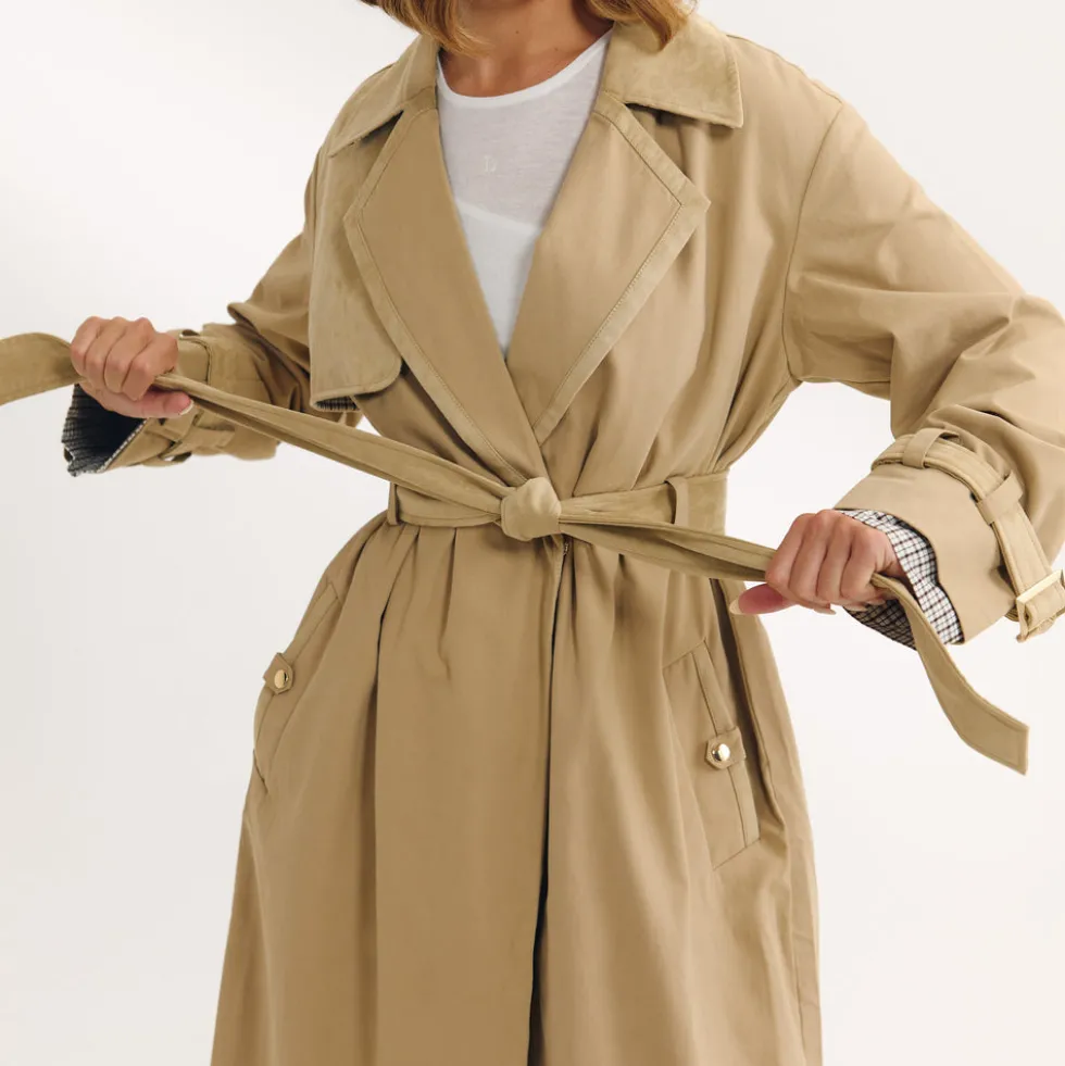 Trench avec Finitions en Daim - Sable